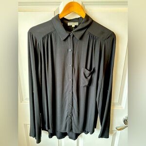 Pleione Black Button Down Shirt NWT